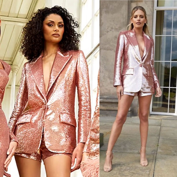 Nadine Merabi | NWT! Karla Rose Gold Sequin Blazer Size: Medium - Picture 1 of 5